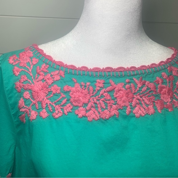 Talbots  EMBROIDERED‎ FLUTTER-SLEEVE TOP Size M - Picture 5 of 13